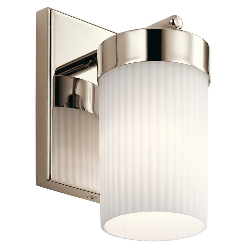 Kichler Ciona 1-Light Wall Sconce | Art Deco Polished Nickel Steel | Living Room & Hallway Accent | 5 x 9 in | Model 55110PN