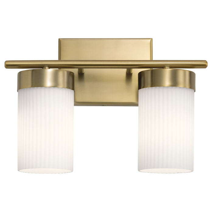 Kichler Ciona 2-Light Vanity Light | Brushed Natural Brass Steel with Satin Etched Cased Opal Glass | Bathroom Vanity & Powder Room Light | Model 55111BNB