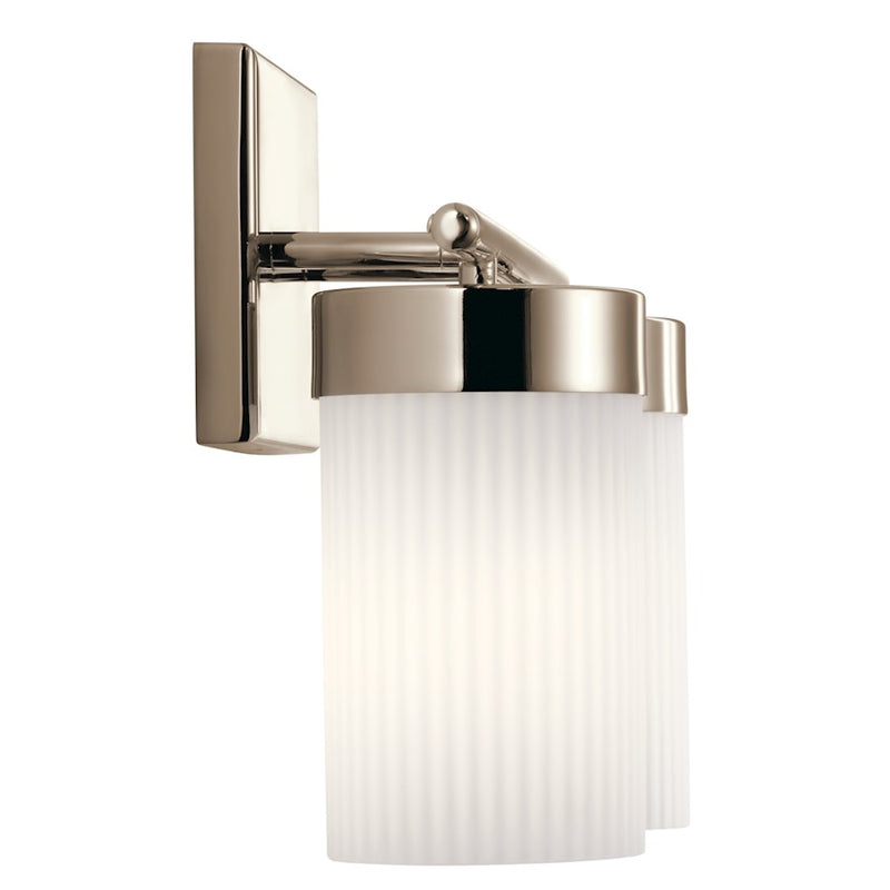 Kichler Ciona 14in 2-Light Bath Vanity Light | Art Deco Polished Nickel and Clear Glass | Bathroom & Powder Room | Model 55111PN