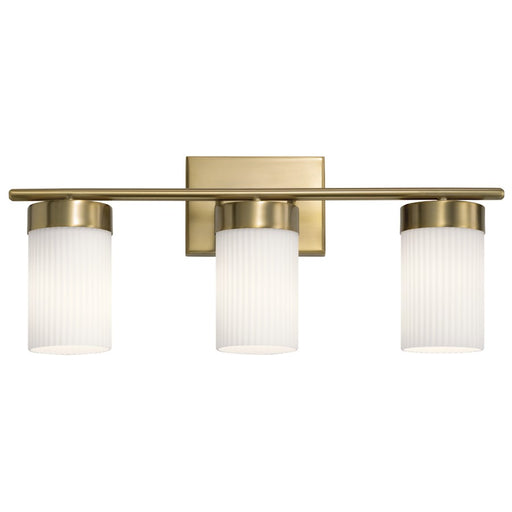 Kichler Ciona 24in 3-Light Vanity Light | Brushed Natural Brass & Satin Etched Cased Opal Glass | Bathroom Vanity Light | 3x100W A19 | Model 55112BNB
