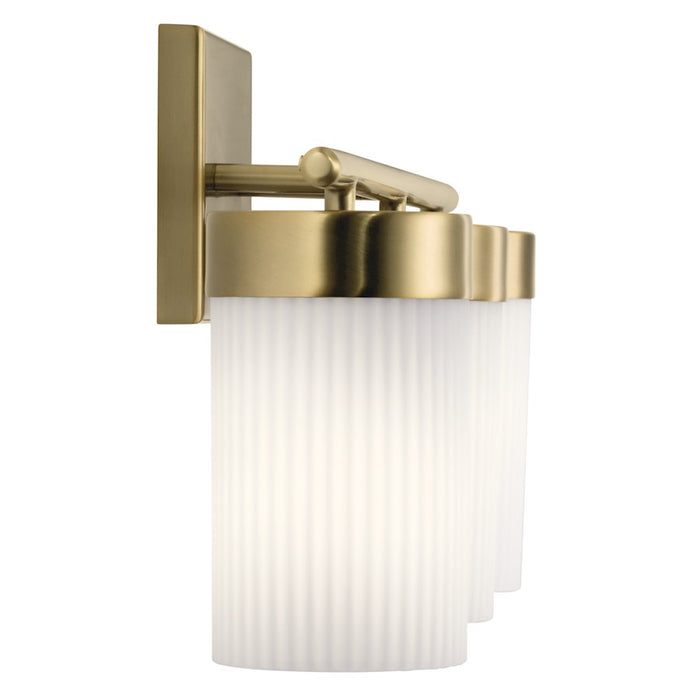 Kichler Ciona 24in 3-Light Vanity Light | Brushed Natural Brass & Satin Etched Cased Opal Glass | Bathroom Vanity Light | 3x100W A19 | Model 55112BNB