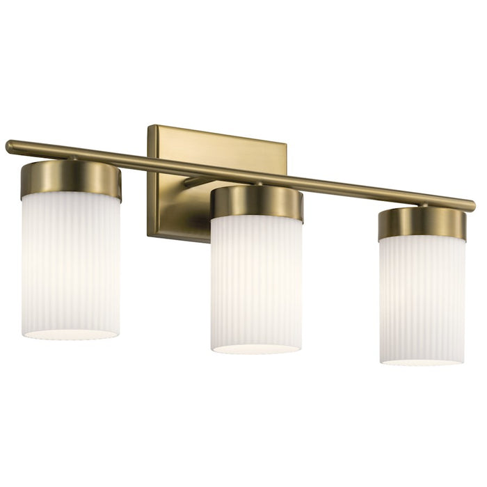 Kichler Ciona 24in 3-Light Vanity Light | Brushed Natural Brass & Satin Etched Cased Opal Glass | Bathroom Vanity Light | 3x100W A19 | Model 55112BNB