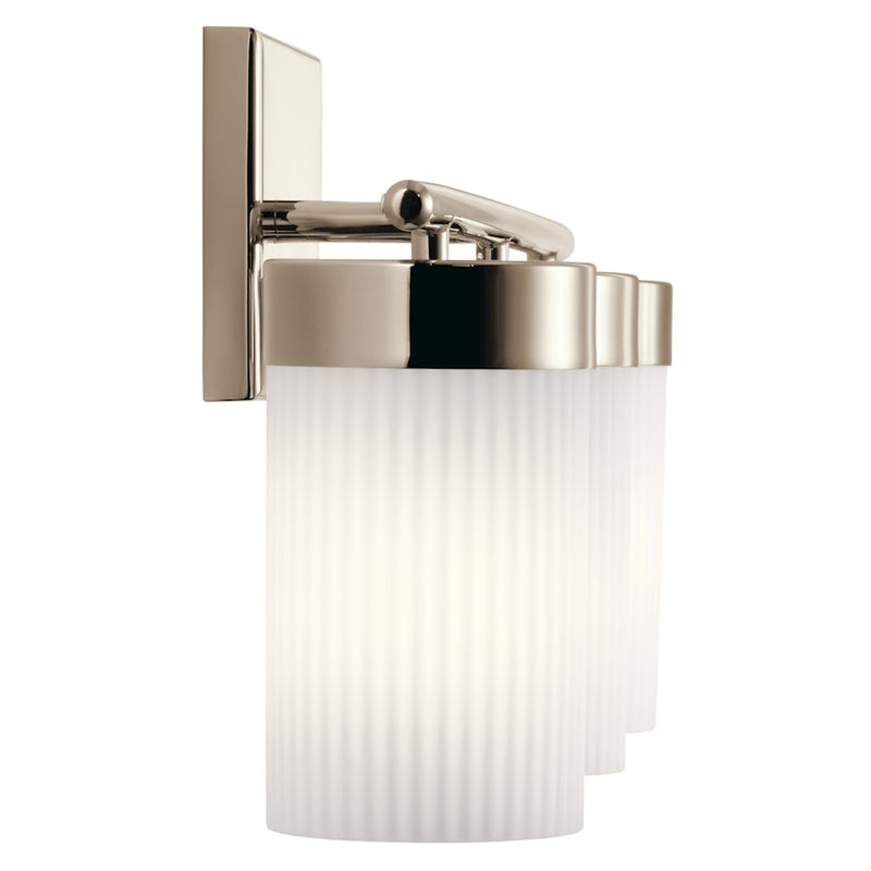 Kichler Ciona 24in 3-Light Bath Vanity | Art Deco Polished Nickel | Bathroom Vanity Light | 24 x 10 x 5.75 in | Model 55112PN