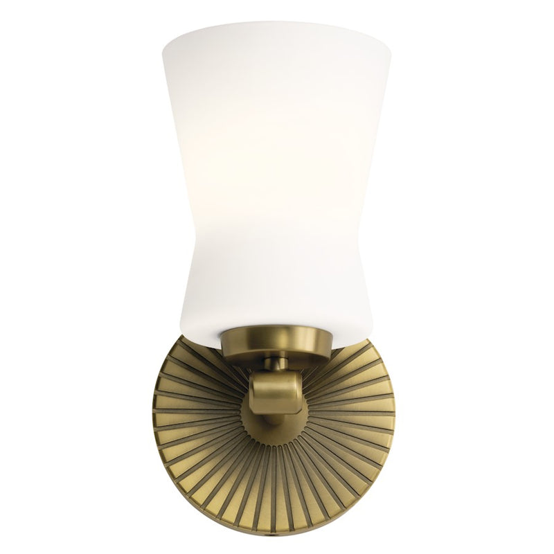Kichler Brianne 1-Light Wall Sconce | Art Deco Classic Pewter Steel and Glass | Bathroom & Hallway Accent | 5 x 9.5 x 5.75 in | Model 55115CLP