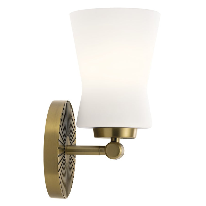 Kichler Brianne 1-Light Wall Sconce | Art Deco Classic Pewter Steel and Glass | Bathroom & Hallway Accent | 5 x 9.5 x 5.75 in | Model 55115CLP