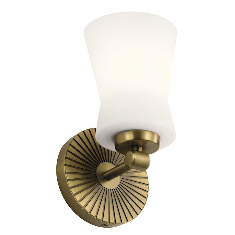 Kichler Brianne 1-Light Wall Sconce | Art Deco Classic Pewter Steel and Glass | Bathroom & Hallway Accent | 5 x 9.5 x 5.75 in | Model 55115CLP