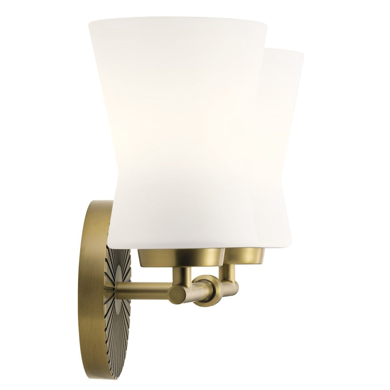 Kichler Brianne 14.5in 2-Light Vanity Light | Art Deco Classic Pewter Steel with Satin Etched Opal Glass | Bathroom & Powder Room | Model 55116CLP