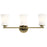 Kichler Brianne 24.5in 3-Light Vanity Light | Art Deco Brushed Natural Brass Steel and White Glass | Bathroom Vanity | 24.5 x 9.5 x 5.75 | Model 55117BNB