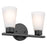 Kichler Stamos 2-Light Vanity Light | Industrial Black Steel & Glass | Bathroom & Powder Room Vanity Lighting | 120V, 2x60W Max, Damp Rated | Model 55120BK