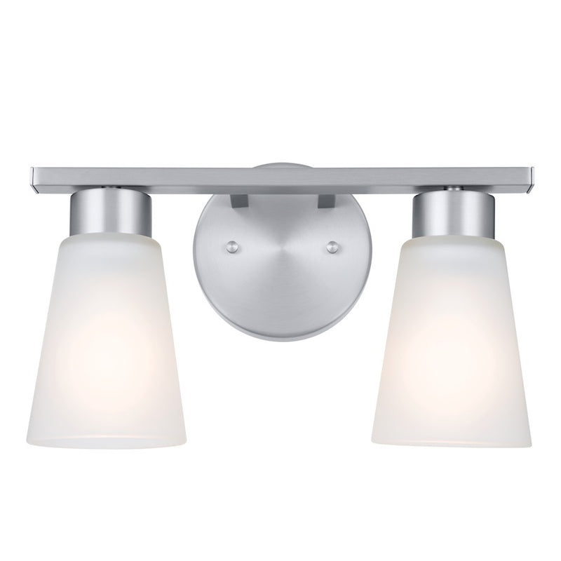 Kichler Stamos 2-Light Bath Vanity Light | Transitional Olde Bronze Steel and Glass | Bathroom Vanity | 13 x 8 in | Model 55120OZ