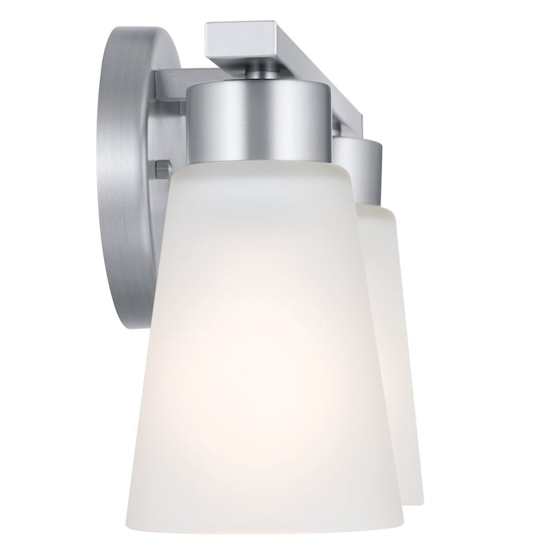 Kichler Stamos 2-Light Bath Vanity Light | Transitional Olde Bronze Steel and Glass | Bathroom Vanity | 13 x 8 in | Model 55120OZ