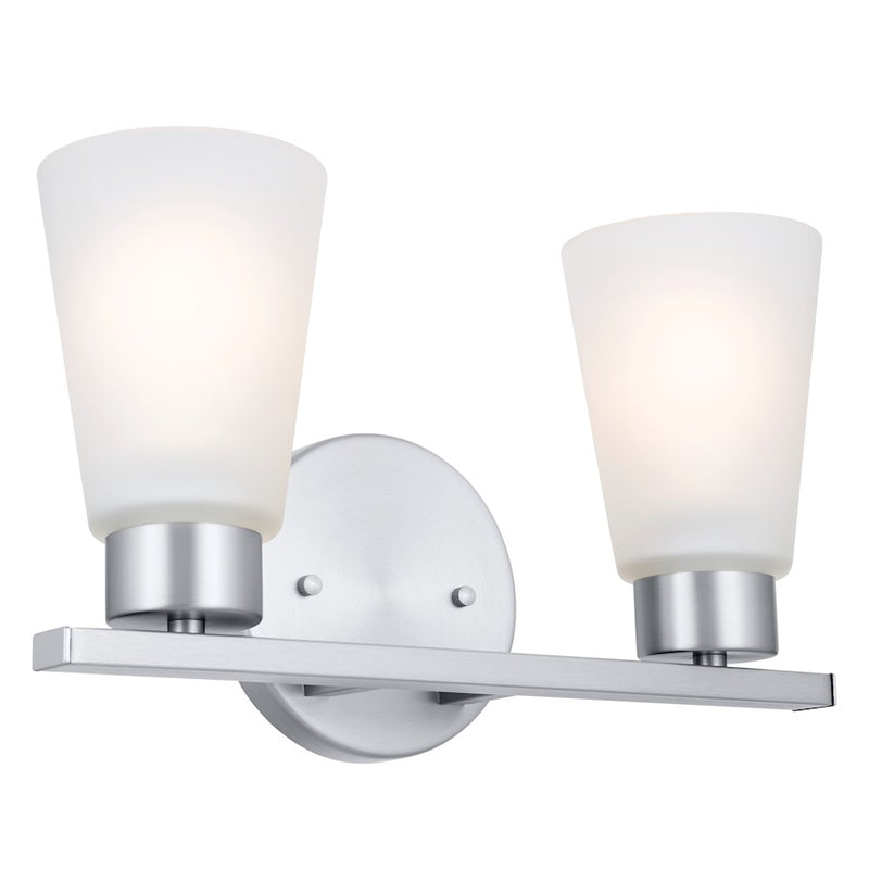 Kichler Stamos 2-Light Bath Vanity Light | Transitional Olde Bronze Steel and Glass | Bathroom Vanity | 13 x 8 in | Model 55120OZ