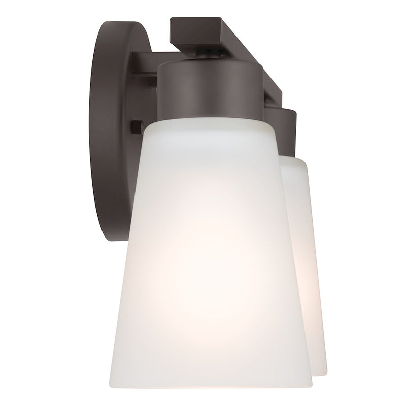 Kichler Stamos 2-Light Bath Vanity Light | Transitional Olde Bronze Steel and Glass | Bathroom Vanity | 13 x 8 in | Model 55120OZ