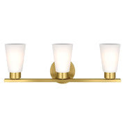 Kichler Stamos 22.25in 3-Light Bathroom Vanity Light | Modern Brushed Gold Steel and Satin Etched Glass | Bathroom Vanity | 22.25 x 8.25 in | Model 55121BG