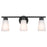 Kichler Stamos 22in 3-Light Vanity Light | Industrial Black Steel & Satin Etched Glass | Bathroom & Powder Room Lighting | 180W Incandescent | Model 55121BK