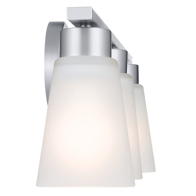 Kichler Stamos 22in 3-Light Vanity Light | Olde Bronze Steel and Glass | Bathroom Vanity | 22 x 8 x 5 in | Model 55121OZ
