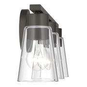 Kichler Stamos 22.25in 3-Light Vanity Light | Modern Olde Bronze Steel and Clear Satin Etched Glass | Bathroom Vanity | 22.25 x 8.25 in | Model 55121OZCLR