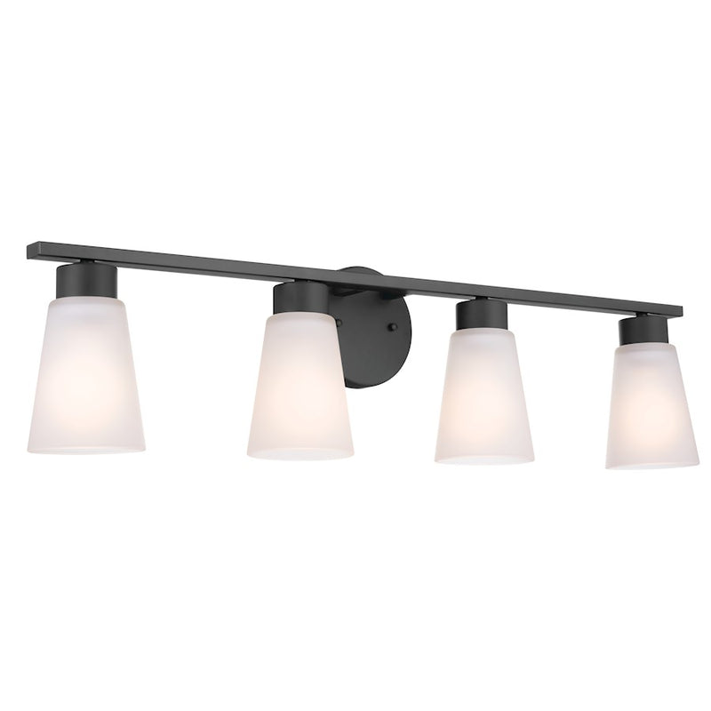 Kichler Stamos 31in 4-Light Vanity Light | Olde Bronze Steel and Glass | Bathroom & Powder Room | 31 x 8 x 5 in | Model 55122OZ