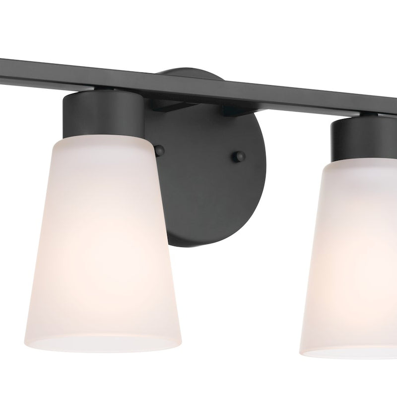 Kichler Stamos 31in 4-Light Vanity Light | Olde Bronze Steel and Glass | Bathroom & Powder Room | 31 x 8 x 5 in | Model 55122OZ