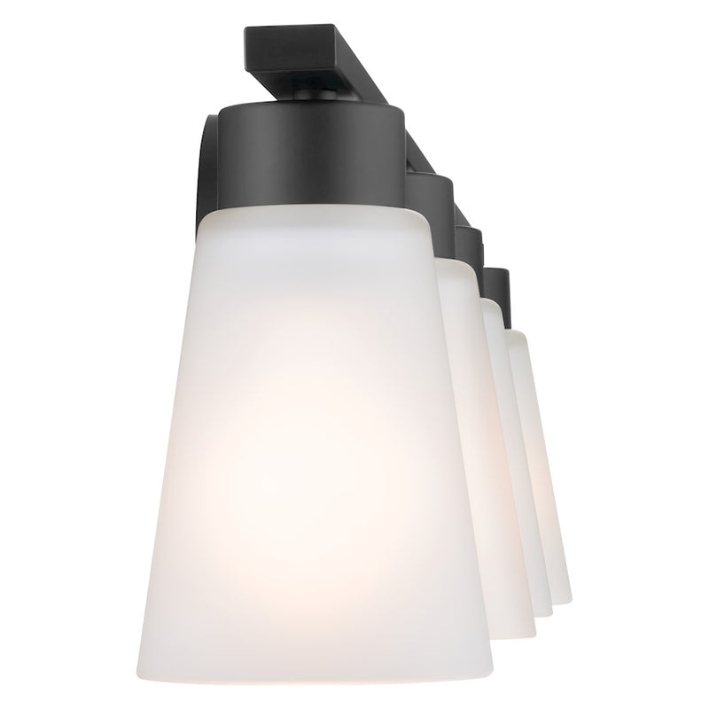 Kichler Stamos 31in 4-Light Vanity Light | Olde Bronze Steel and Glass | Bathroom & Powder Room | 31 x 8 x 5 in | Model 55122OZ