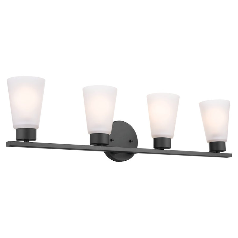 Kichler Stamos 31in 4-Light Vanity Light | Olde Bronze Steel and Glass | Bathroom & Powder Room | 31 x 8 x 5 in | Model 55122OZ
