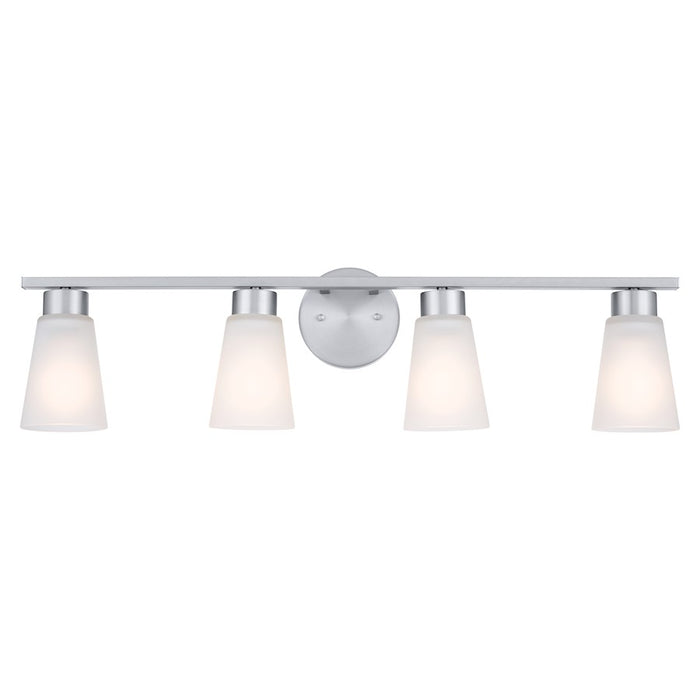 Kichler Stamos 4-Light Vanity Light | Modern Brushed Nickel & Satin Etched Glass | Bathroom Vanity Light | 4 x 60W Incandescent, Damp Rated | Model 55122NI