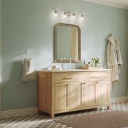 Kichler Stamos 31.25in 4-Light Vanity Light | Modern Brushed Nickel Steel and Clear Satin Etched Glass | Bathroom Vanity | 31.25 x 8.25 in | Model 55122NICLR