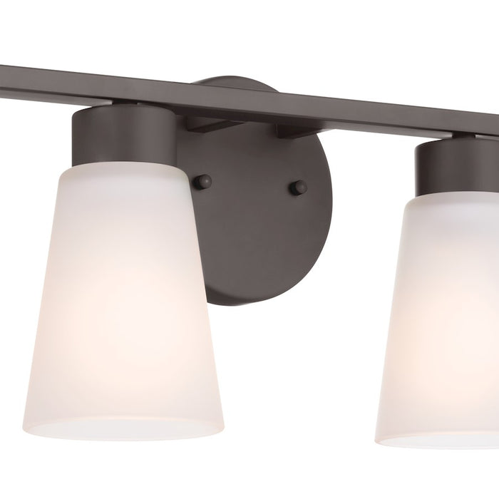 Kichler Stamos 4-Light Vanity Light | Modern Brushed Nickel & Satin Etched Glass | Bathroom Vanity Light | 4 x 60W Incandescent, Damp Rated | Model 55122NI