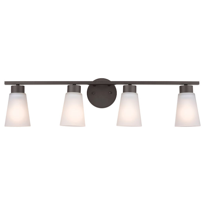 Kichler Stamos 4-Light Vanity Light | Modern Brushed Nickel & Satin Etched Glass | Bathroom Vanity Light | 4 x 60W Incandescent, Damp Rated | Model 55122NI