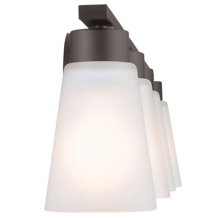 Kichler Stamos 4-Light Vanity Light | Modern Brushed Nickel & Satin Etched Glass | Bathroom Vanity Light | 4 x 60W Incandescent, Damp Rated | Model 55122NI