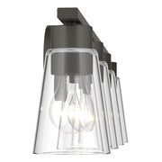 Kichler Stamos 31.25in 4-Light Vanity Light | Modern Olde Bronze Steel and Clear Satin Etched Glass | Bathroom Vanity | 31.25 x 8.25 in | Model 55122OZCLR