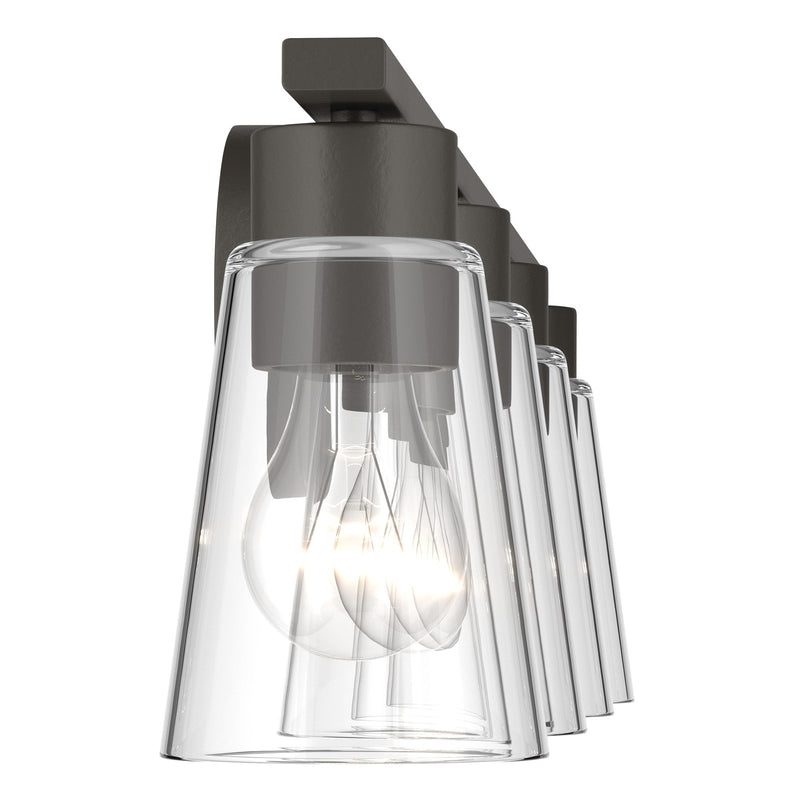 Kichler Stamos 31.25in 4-Light Vanity Light | Modern Olde Bronze Steel and Clear Satin Etched Glass | Bathroom Vanity | 31.25 x 8.25 in | Model 55122OZCLR