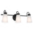 Kichler Erma 23in 3-Light Vanity Light | Black Steel & Glass | Bathroom & Powder Room Vanity Light | 180W Max, Incandescent, Damp Rated | Model 55126BK