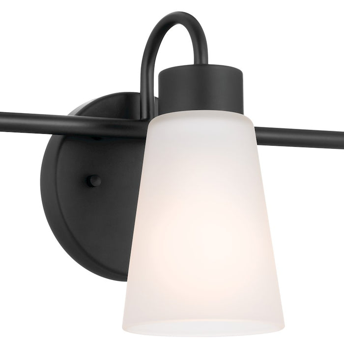 Kichler Erma 23in 3-Light Vanity Light | Black Steel & Glass | Bathroom & Powder Room Vanity Light | 180W Max, Incandescent, Damp Rated | Model 55126BK
