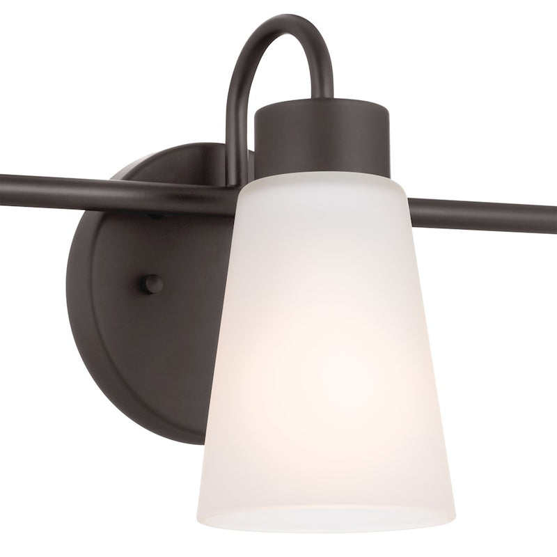 Kichler Erma 3-Light Bath Vanity Light | Traditional Olde Bronze Steel and Glass Shades | Bathroom & Powder Room | 23 x 6 x 8.5 in | Model 55126OZ