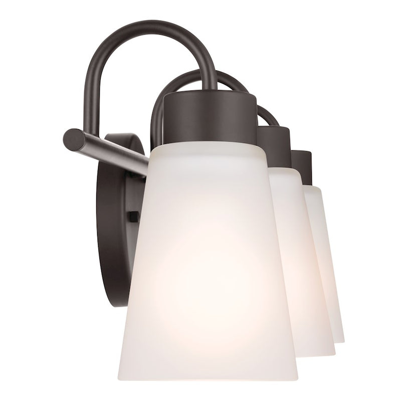 Kichler Erma 3-Light Bath Vanity Light | Traditional Olde Bronze Steel and Glass Shades | Bathroom & Powder Room | 23 x 6 x 8.5 in | Model 55126OZ
