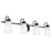 Kichler Erma 4-Light 32.5in Vanity Light | Industrial Black Steel & Clear Satin Etched Glass | Bathroom & Powder Room Vanity Light | Model 55127BK