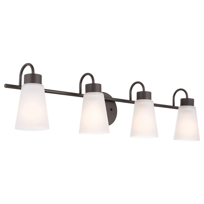 Kichler Erma 32.5in 4-Light Vanity Light | Traditional Olde Bronze and Glass | Bathroom Vanity | 32.5 x 8.5 x 6 in | Model 55127OZ