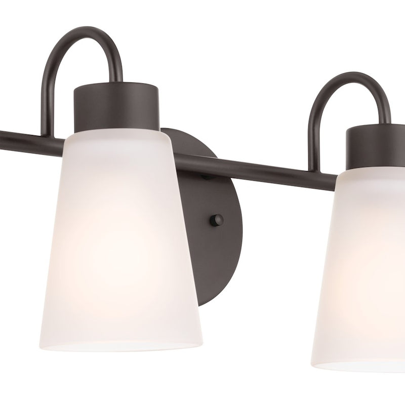 Kichler Erma 32.5in 4-Light Vanity Light | Traditional Olde Bronze and Glass | Bathroom Vanity | 32.5 x 8.5 x 6 in | Model 55127OZ