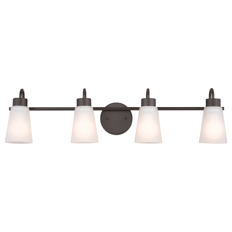 Kichler Erma 32.5in 4-Light Vanity Light | Traditional Olde Bronze and Glass | Bathroom Vanity | 32.5 x 8.5 x 6 in | Model 55127OZ