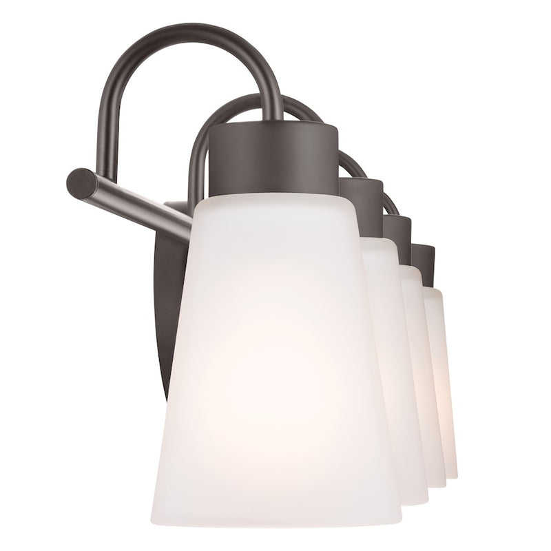 Kichler Erma 32.5in 4-Light Vanity Light | Traditional Olde Bronze and Glass | Bathroom Vanity | 32.5 x 8.5 x 6 in | Model 55127OZ
