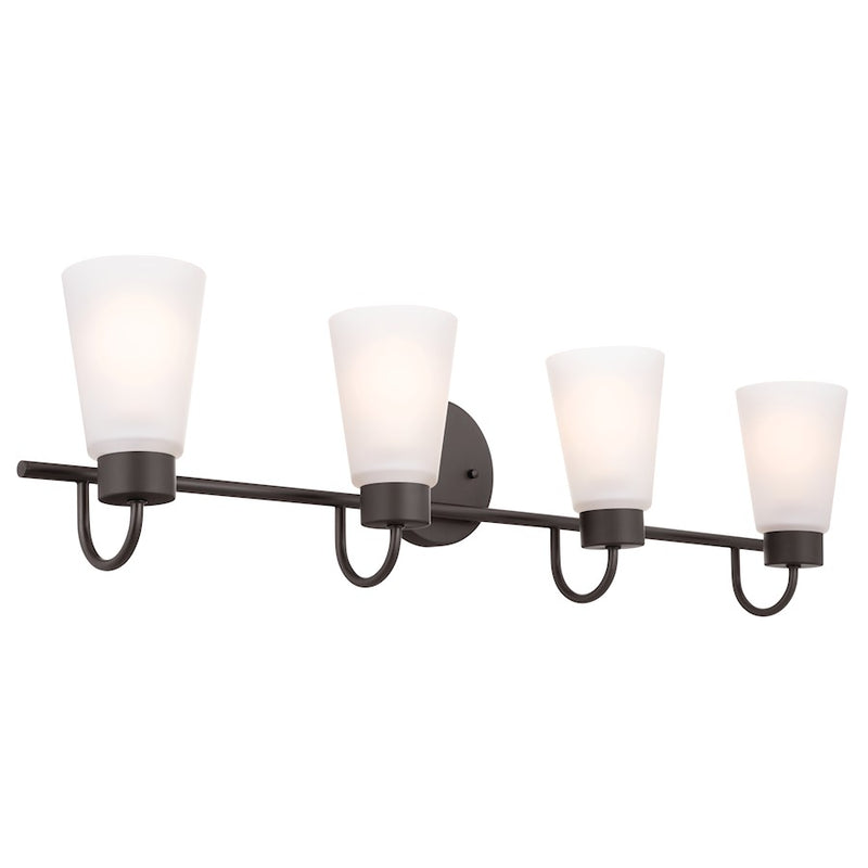 Kichler Erma 32.5in 4-Light Vanity Light | Traditional Olde Bronze and Glass | Bathroom Vanity | 32.5 x 8.5 x 6 in | Model 55127OZ