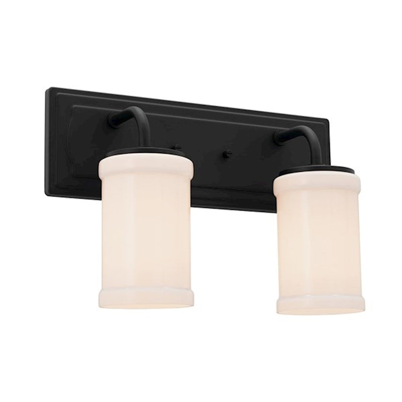 Kichler Vetivene 15in 2-Light Vanity Light | Natural Brass Steel and Opal Glass | Bathroom & Powder Room | 15.25 x 10.25 in | Model 55130NBR