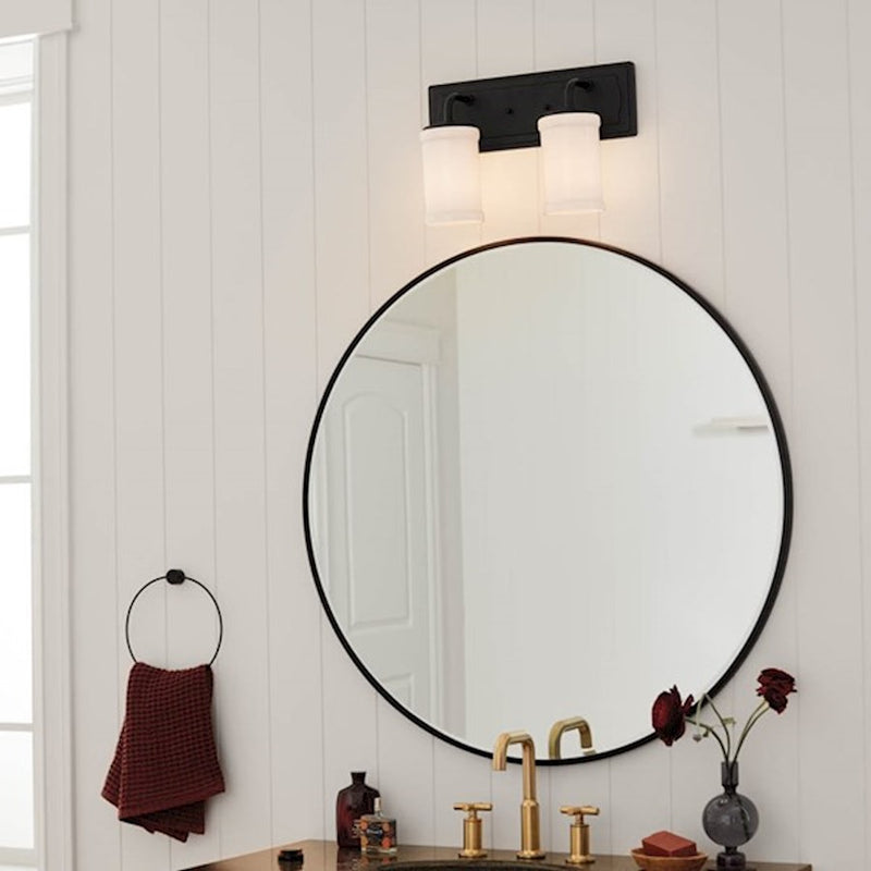 Kichler Vetivene 15in 2-Light Vanity Light | Natural Brass Steel and Opal Glass | Bathroom & Powder Room | 15.25 x 10.25 in | Model 55130NBR