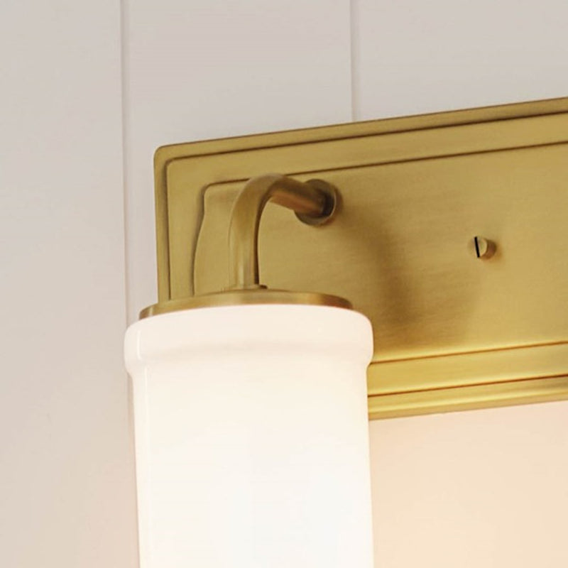 Kichler Vetivene 15in 2-Light Vanity Light | Natural Brass Steel and Opal Glass | Bathroom & Powder Room | 15.25 x 10.25 in | Model 55130NBR