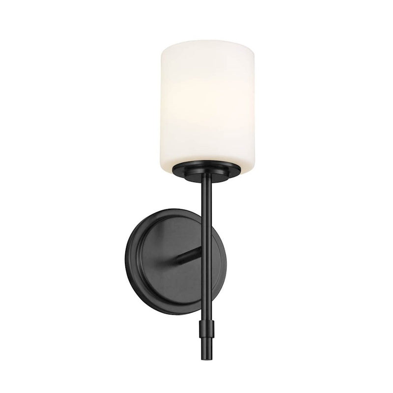Kichler Ali 1-Light Wall Sconce | Updated Traditional Polished Nickel and Satin Etched Cased Opal Glass | Bathroom & Hallway | Model 55140PN