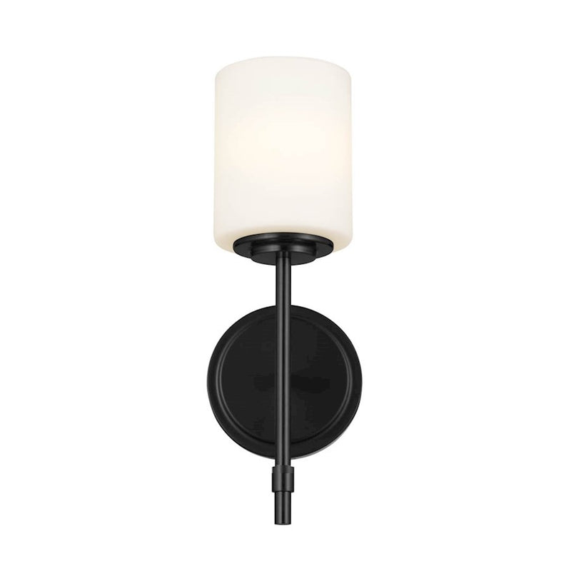Kichler Ali 1-Light Wall Sconce | Updated Traditional Polished Nickel and Satin Etched Cased Opal Glass | Bathroom & Hallway | Model 55140PN