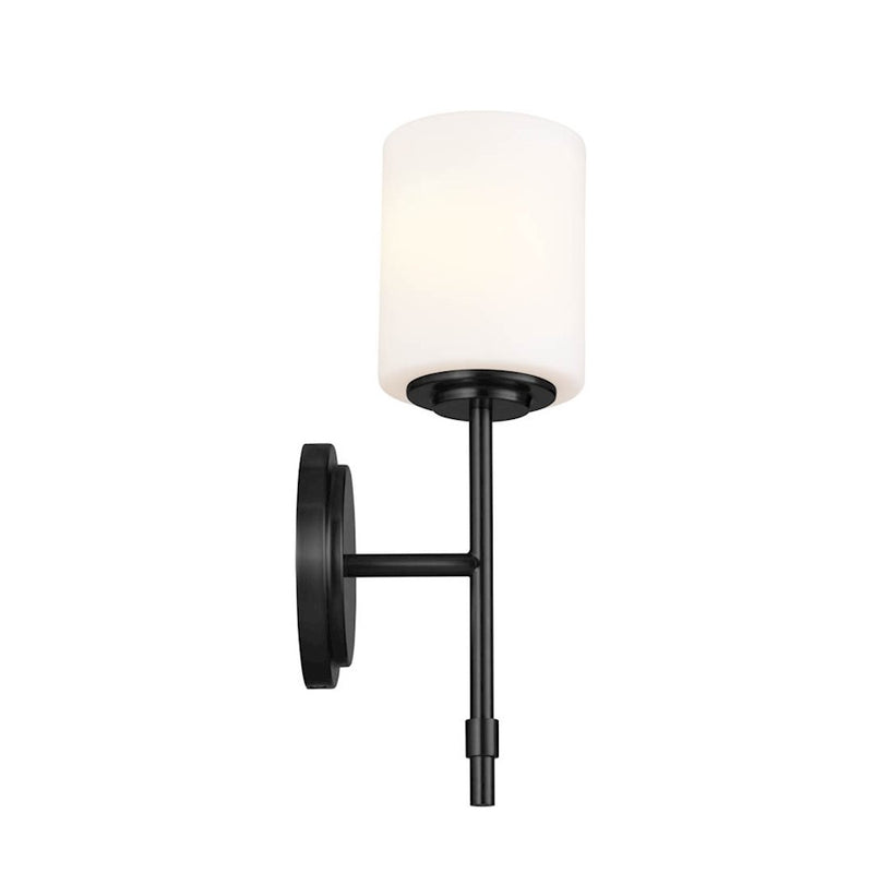 Kichler Ali 1-Light Wall Sconce | Updated Traditional Polished Nickel and Satin Etched Cased Opal Glass | Bathroom & Hallway | Model 55140PN