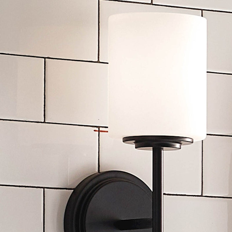 Kichler Ali 1-Light Wall Sconce | Updated Traditional Polished Nickel and Satin Etched Cased Opal Glass | Bathroom & Hallway | Model 55140PN