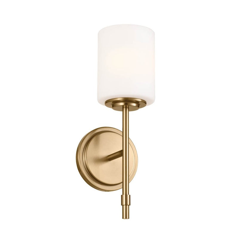 Kichler Ali 1-Light Wall Sconce | Updated Traditional Polished Nickel and Satin Etched Cased Opal Glass | Bathroom & Hallway | Model 55140PN